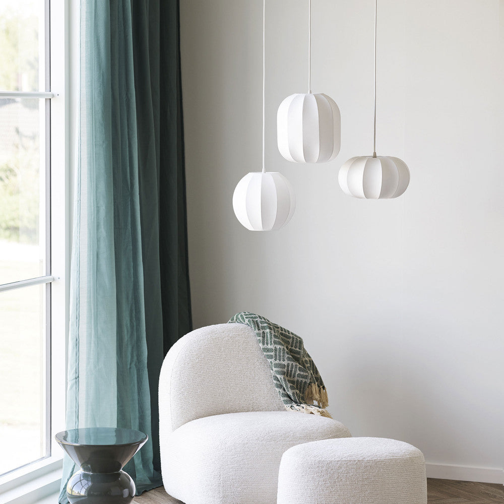 Conventry - Suspension ronde en soie ø25cm - Blanc - 1