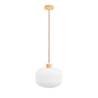 Argalo - Suspension ronde en verre et bois ø30cm - Blanc - 2