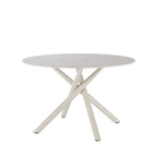 Mattheo - Table à manger 4 personnes ronde effet travertin et métal ø120cm - Beige - 2