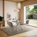 Mattheo - Table à manger 4 personnes ronde effet travertin et métal ø120cm - Beige - 1