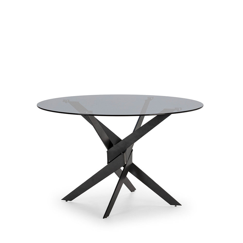 Dravon - Table à manger 4 personnes en verre trempé et métal - Noir - 2