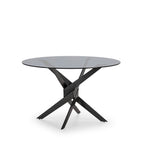 Dravon - Table à manger 4 personnes en verre trempé et métal - Noir - 2