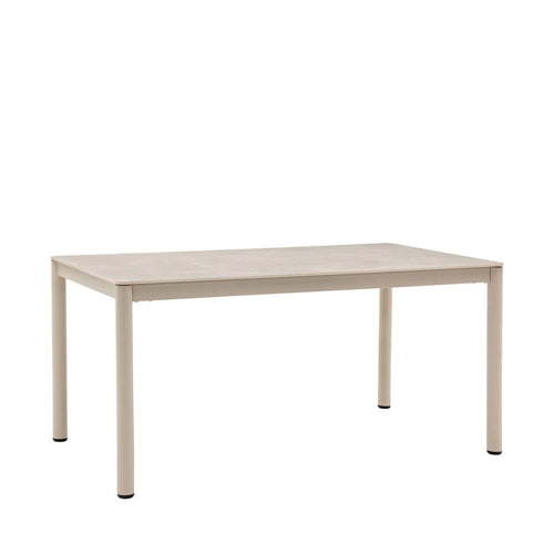 Alcudia - Table à manger 6 personnes en céramique et métal - Beige - 2