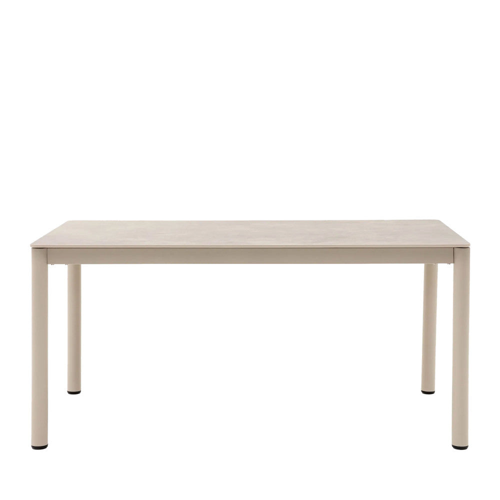 Alcudia - Table à manger 6 personnes en céramique et métal - Beige - 1