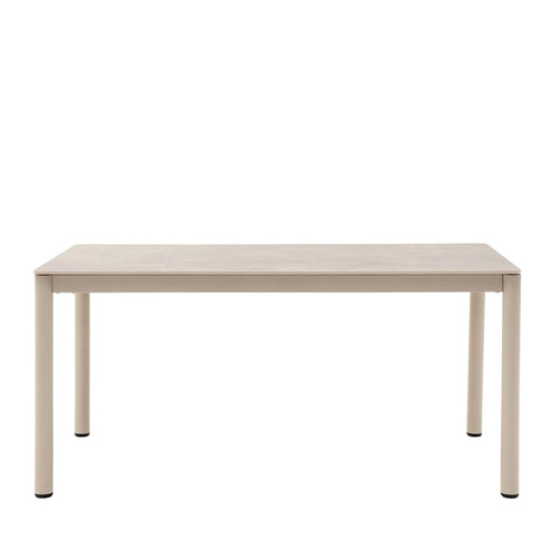 Alcudia - Table à manger 6 personnes en céramique et métal - Beige - 1
