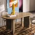 Glossi - Table à manger 6 personnes ovale en bois laqué - Marron - 1