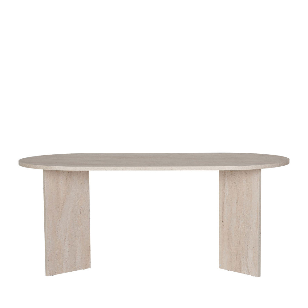 Sam - Table à manger 8 personnes effet travertin - Beige - 2