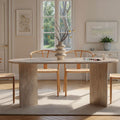 Sam - Table à manger 8 personnes effet travertin - Beige - 1