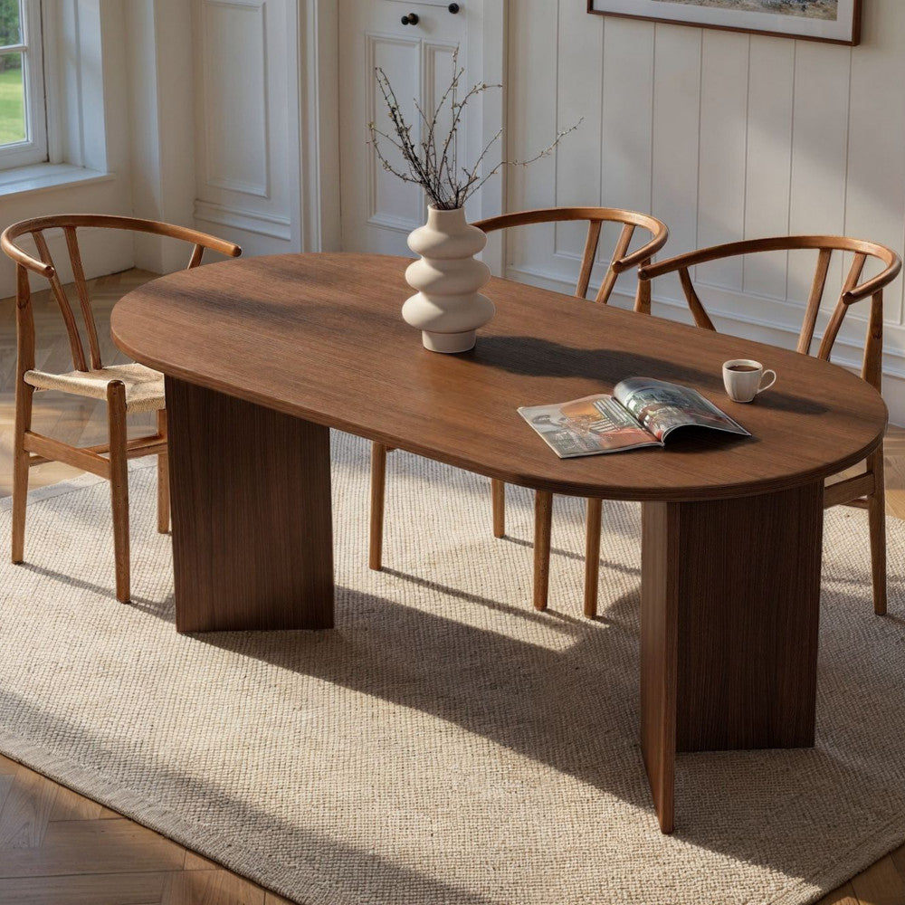 Sam - Table à manger 8 personnes ovale en bois - Bois foncé - 1