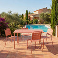 Zyra - Table à manger de jardin 4 personnes en métal - Terracotta - 1