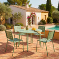 Zola - Table à manger de jardin 4 personnes ronde en métal - Vert - 1