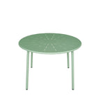 Zola - Table à manger de jardin 4 personnes ronde en métal - Vert - 2