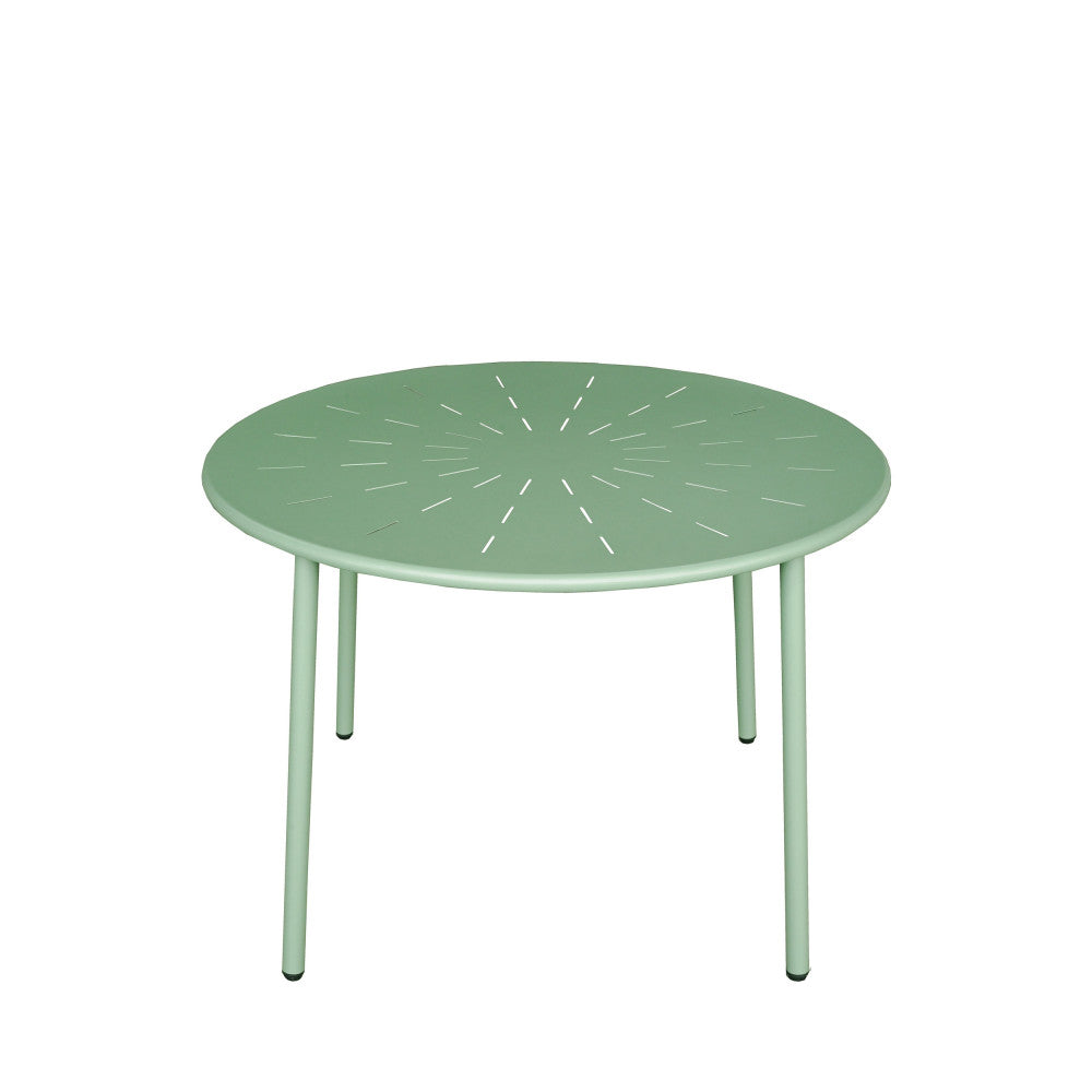 Zola - Table à manger de jardin 4 personnes ronde en métal - Vert - 2
