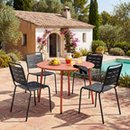 Zola - Table à manger de jardin 4 personnes ronde en métal - Terracotta - 1