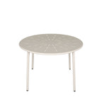 Zola - Table à manger de jardin 4 personnes ronde en métal - Beige - 2