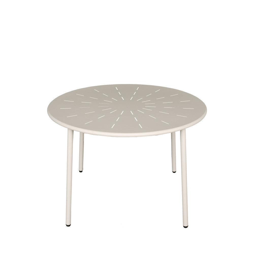 Zola - Table à manger de jardin 4 personnes ronde en métal - Beige - 2