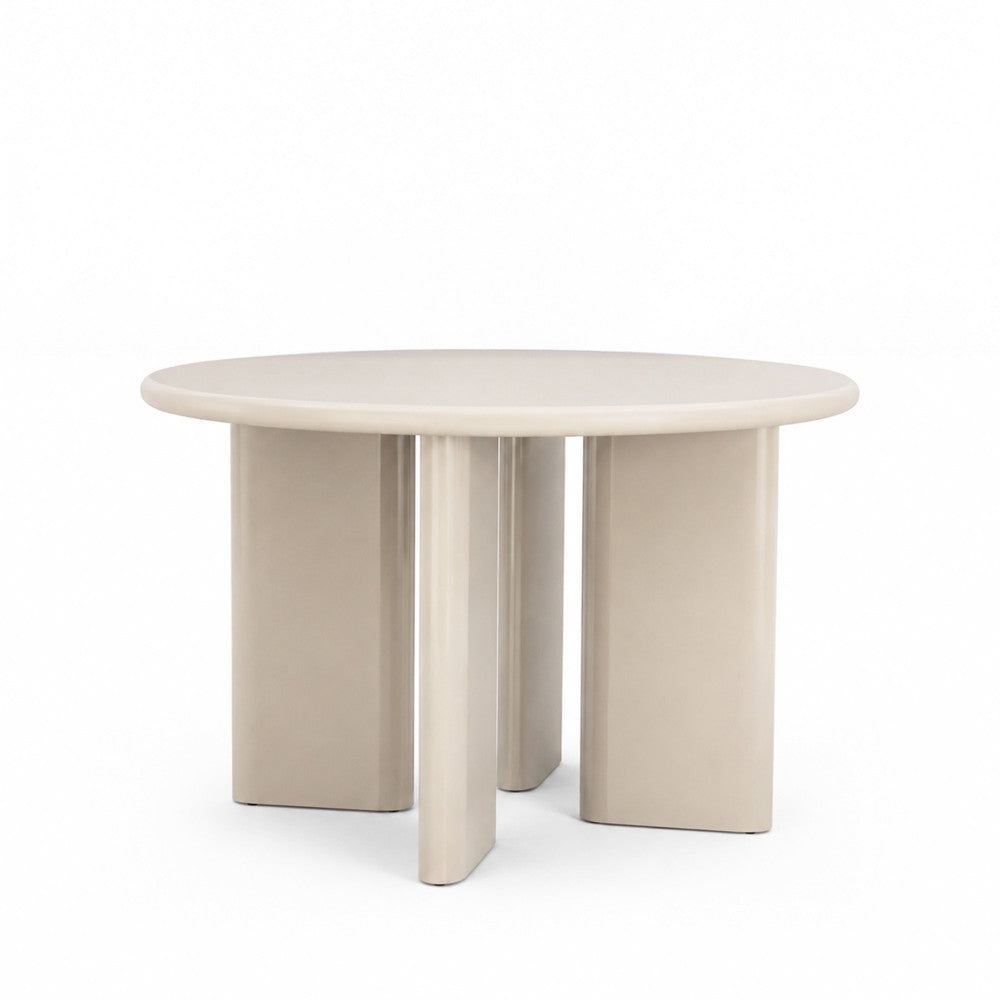 Pyranth - Table à manger ronde 4 personnes en bois - Grège - 2