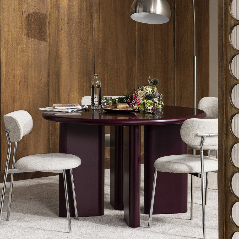 Pyranth - Table à manger ronde 4 personnes en bois - Prune - 1