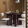 Pyranth - Table à manger ronde 4 personnes en bois - Prune - 1
