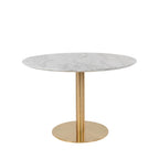 Bolzano - Table à manger 4 personnes ronde effet marbre - Blanc - 2