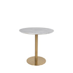 Bolzano - Table à manger 2 personnes ronde effet marbre - Blanc - 2