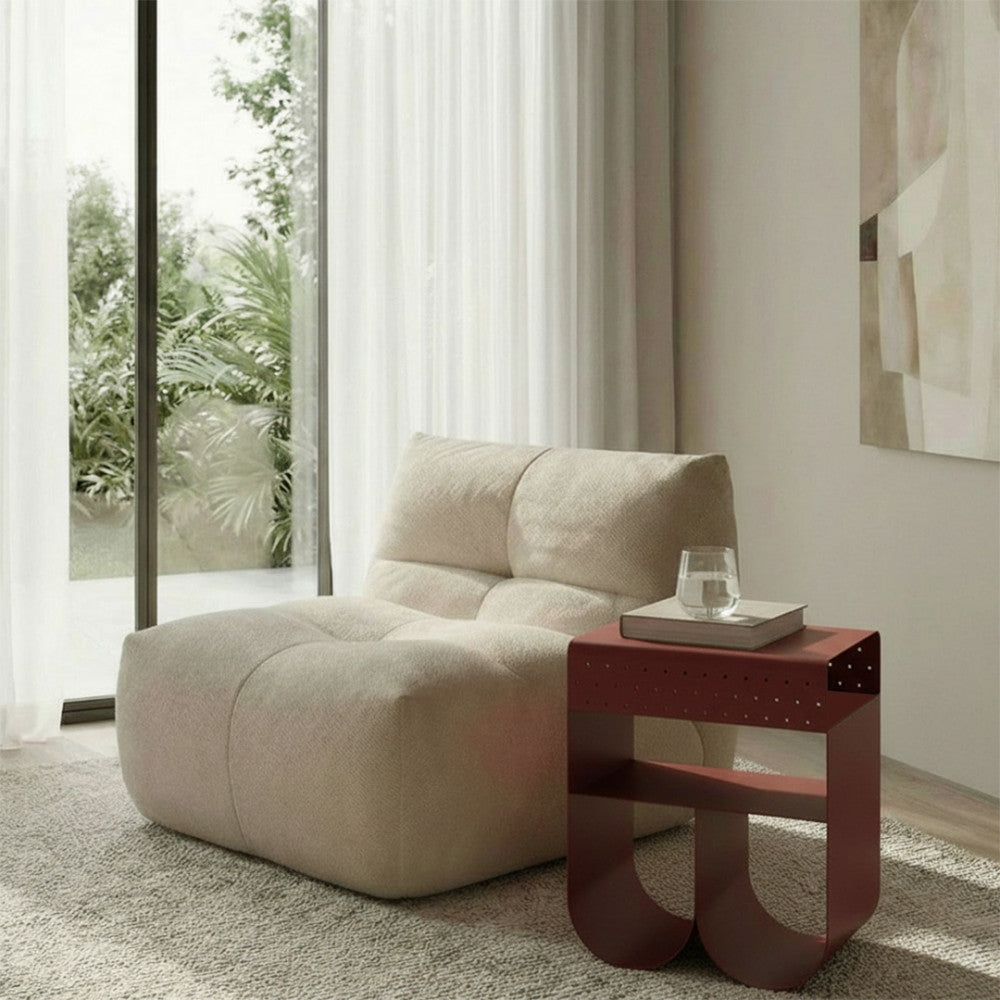 Curl - Table d'appoint / chevet en métal H 48 cm - Bordeaux - 1