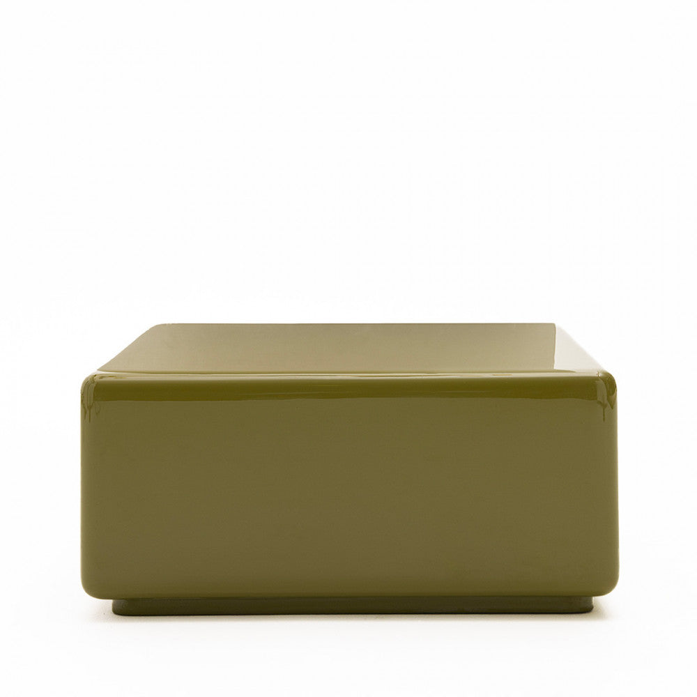 Gaia - Table basse carrée laquée 60x60cm - Vert olive - 2