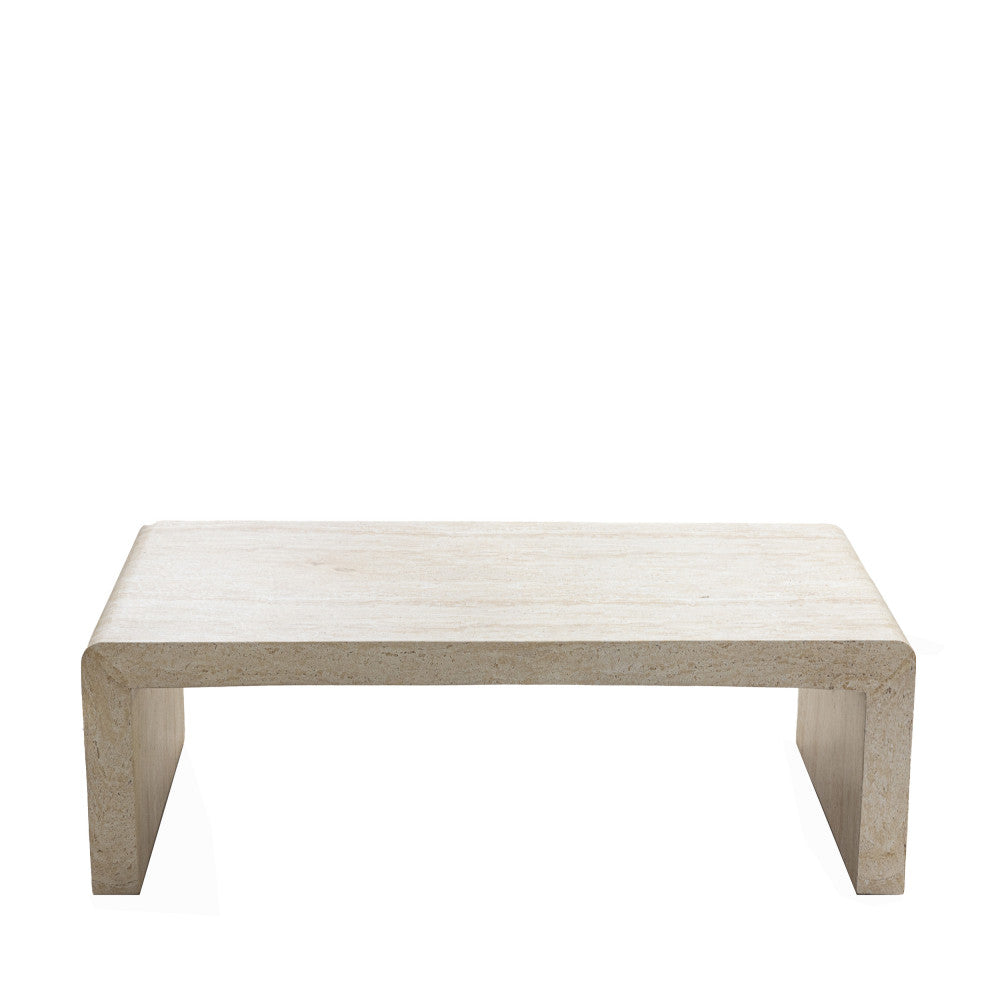 Tocoa - Table basse effet travertin 120x55cm - Beige - 2