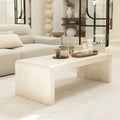 Tocoa - Table basse effet travertin 120x55cm - Beige - 1