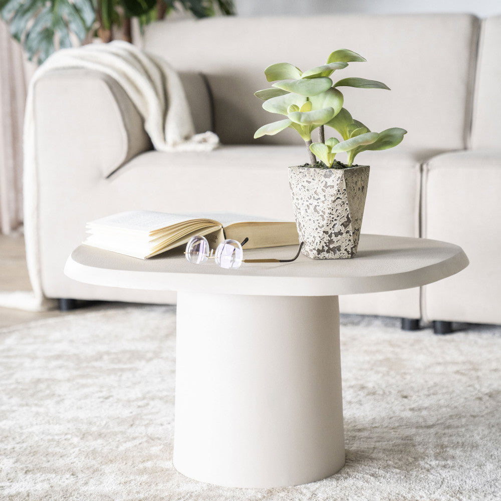 Sten - Table basse en aluminium 57x71cm - Blanc ivoire - 1