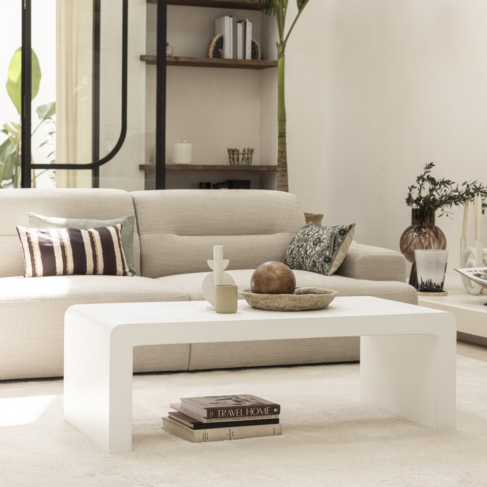 Tocoa - Table basse en fibre de ciment 120x55cm - Blanc - 1