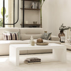 Tocoa - Table basse en fibre de ciment 120x55cm - Blanc - 1