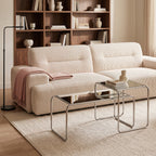 Rika - Table basse en miroir pieds chrome L80cm - Transparent - 1
