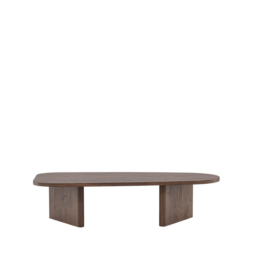 Gronvik - Table basse organique en bois 130x65cm - Bois foncé - 2