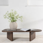 Gronvik - Table basse organique en bois 130x65cm - Bois foncé - 1