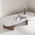 Gronvik - Table basse organique effet marbre 130x65cm - Gris clair - 1