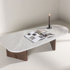 Gronvik - Table basse organique effet marbre 130x65cm - Gris clair - 1