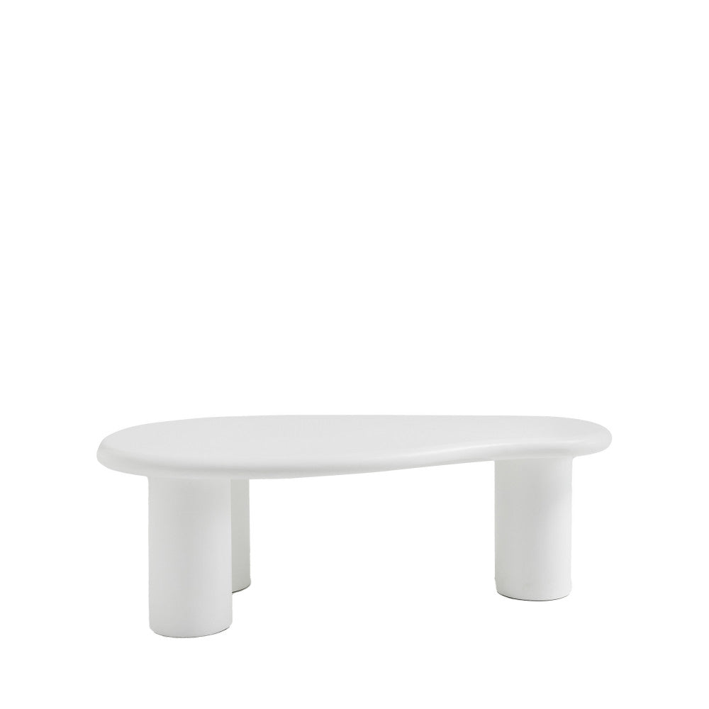 Luna - Table basse organique en fibre de ciment L120cm - Blanc - 2