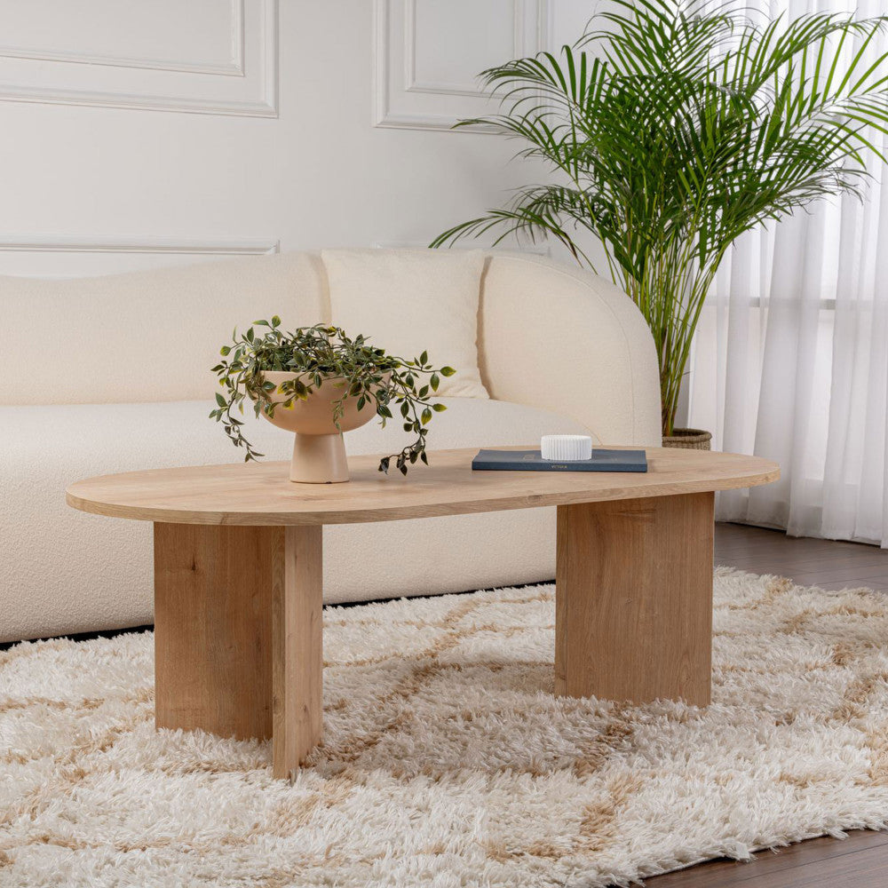 Sam - Table basse ovale en bois 119x60cm - Bois clair - 1