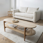 Ellos - Table basse ovale en bois et cannage - Bois clair - 1
