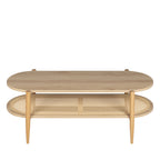 Ellos - Table basse ovale en bois et cannage - Bois clair - 2
