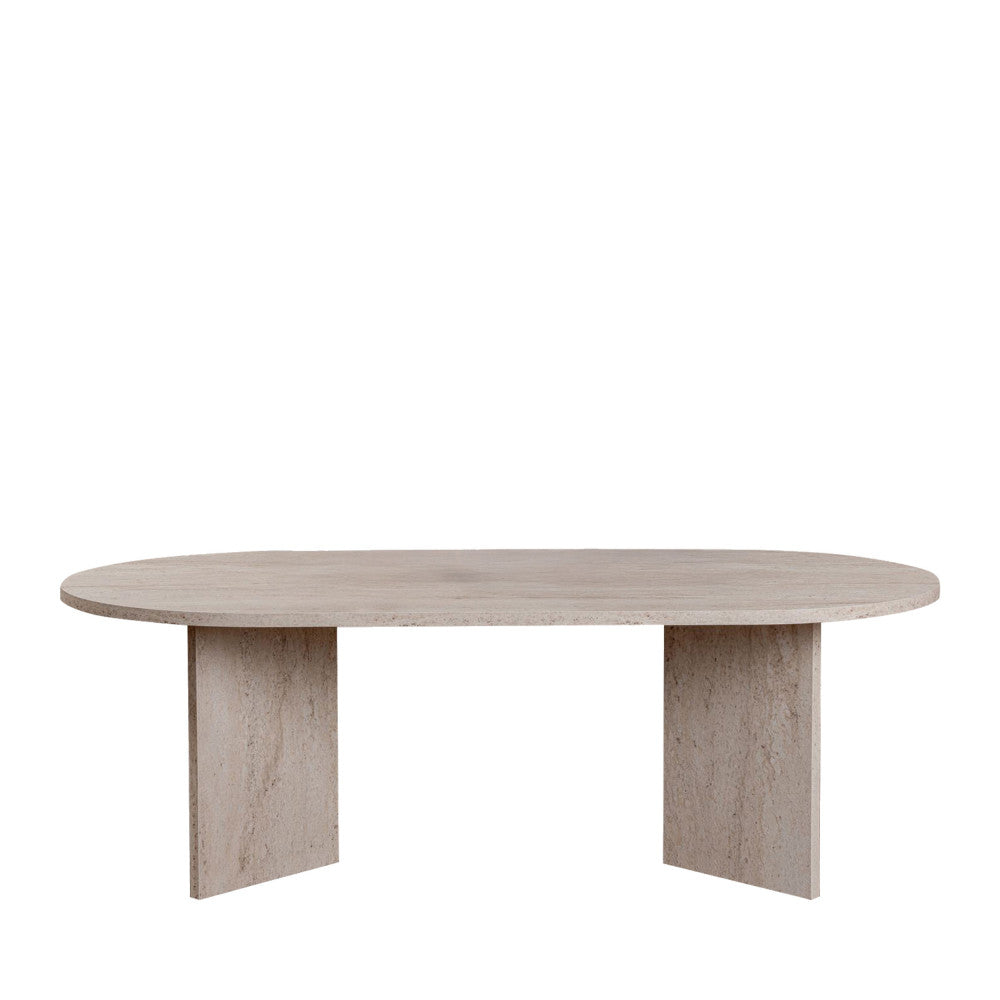 Sam - Table basse ovale effet travertin 119x60cm - Beige - 2