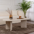 Sam - Table basse ovale effet travertin 119x60cm - Beige - 1