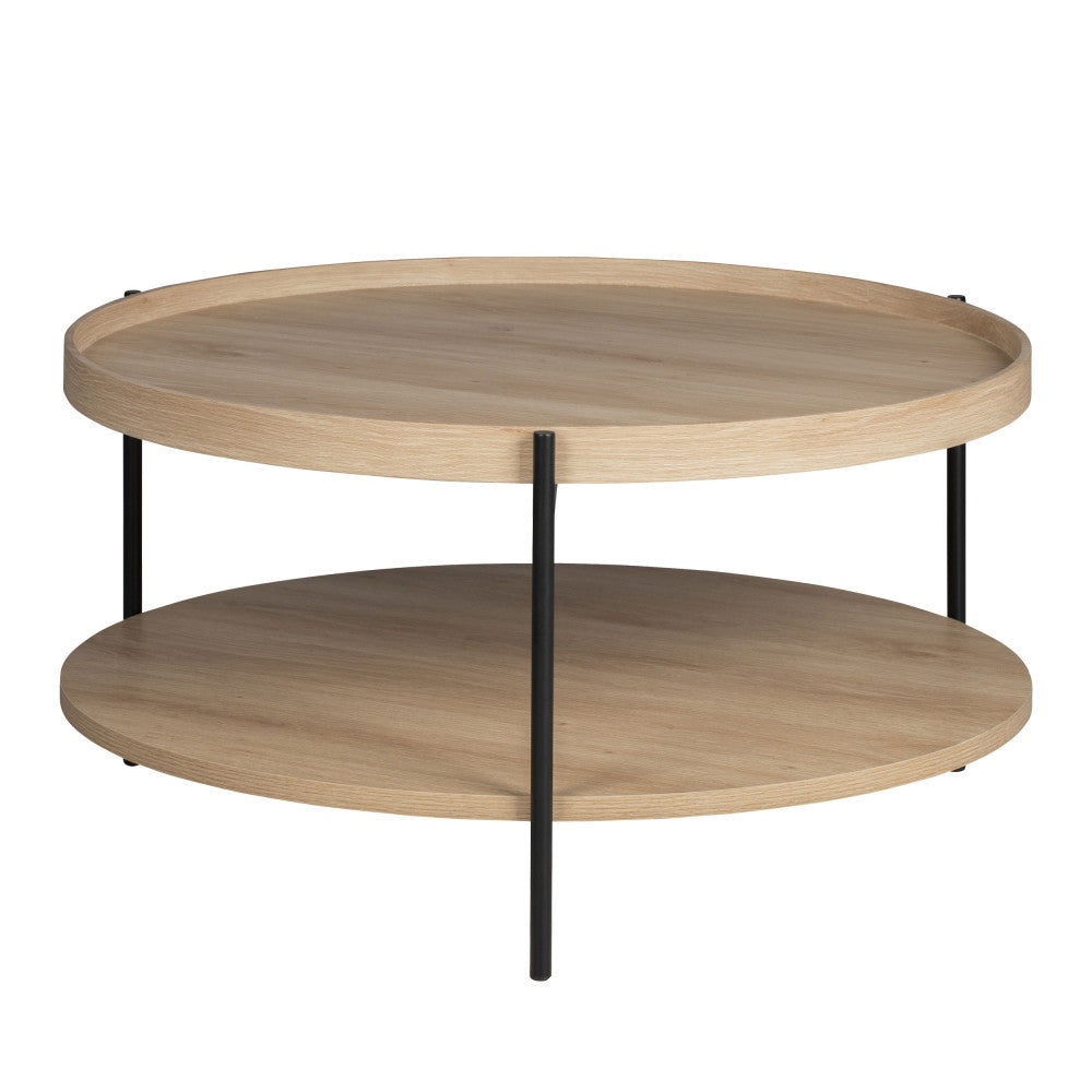 Korro - Table basse ronde en bois et métal ø80cm - Bois clair - 2