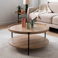 Korro - Table basse ronde en bois et métal ø80cm - Bois clair - 1