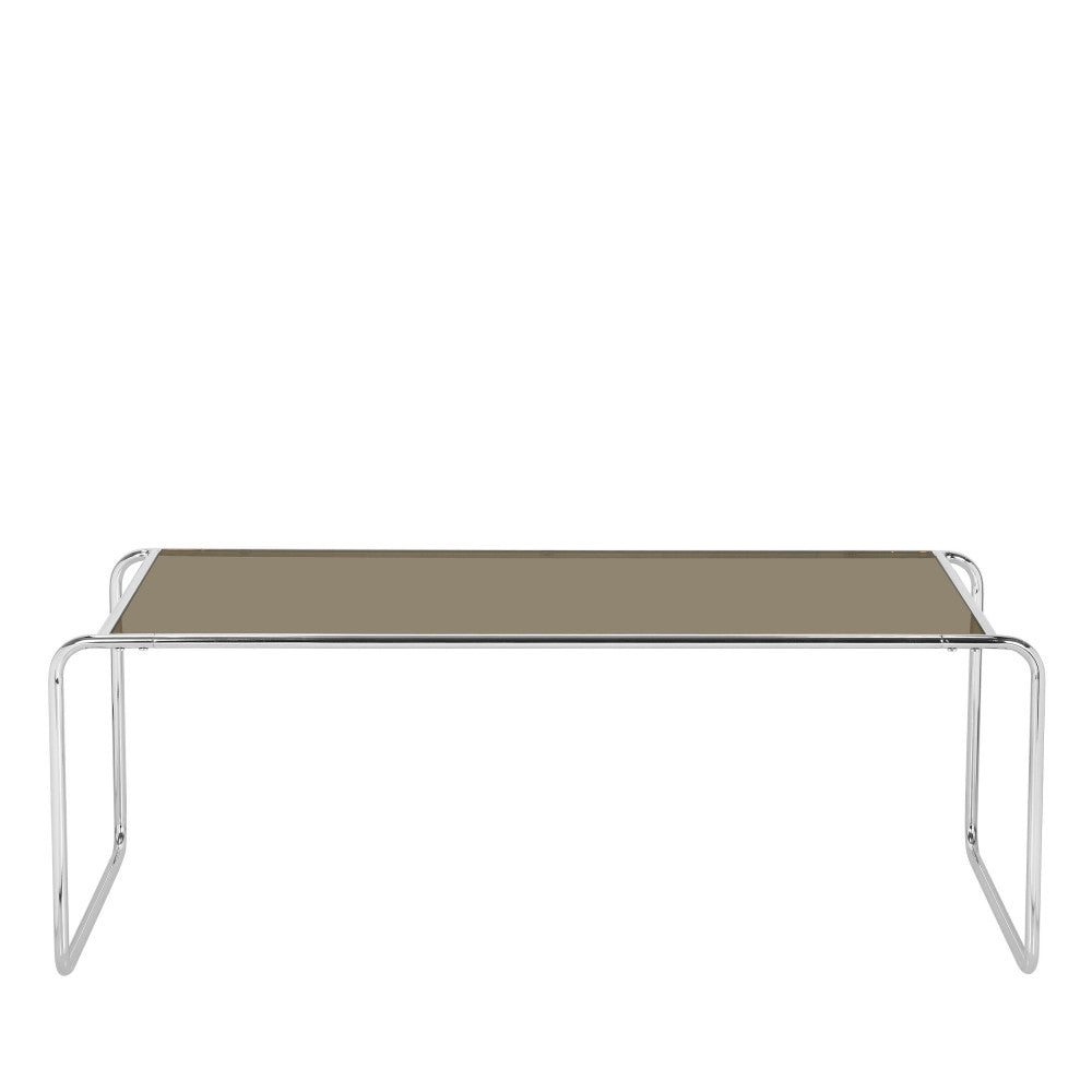 Rika - Table basse en verre pieds chrome L110cm - Verre fumé - 2
