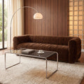 Rika - Table basse en verre pieds chrome L110cm - Verre fumé - 1