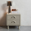 Rune - Table de chevet 2 tiroirs en métal - Beige - 1