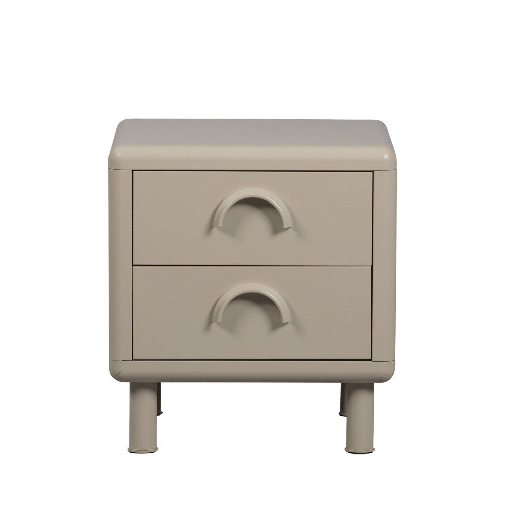 Rune - Table de chevet 2 tiroirs en métal - Beige - 2