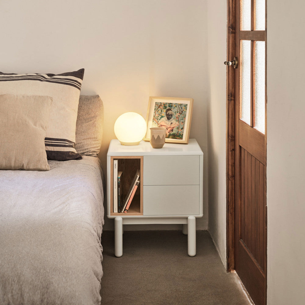 Corvo - Table de chevet en bois - Blanc - 1
